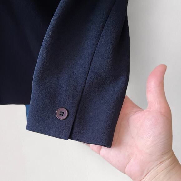 Vintage Double Breasted Blazer Suit Jacket 4P Navy Blue Tailored Minimalist - Picture 8 of 10